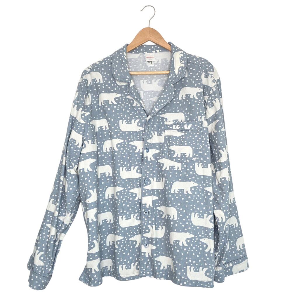 Hanna Andersson Adult Medium 100% Cotton Polar Bear Pajama Top Sleep Shirt PJ